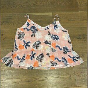 New With Tags! A NEW DAY Pink Floral Spaghetti Strap Summer Blouse / Size XL